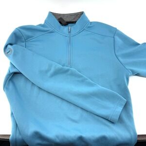 ADIDAS Womens S 1/4 Zip Mock Collar Athetic Leisure‎ Pullover Lt Blue Comfort